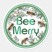 Bee Merry Honeybee Holiday Sticker (Voorkant)