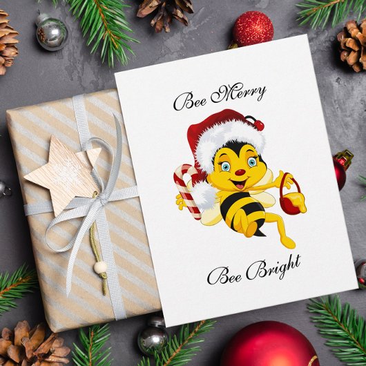 Bee Merry kerstCartoon Briefkaart