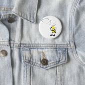 Bee met denkbubbels denken ronde button 5,7 cm (In situ)
