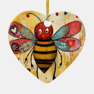 Bee mijn Valentijn harten Keramisch Ornament