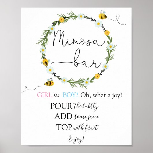 Bee Mimosa Bar Poster (Voorkant)