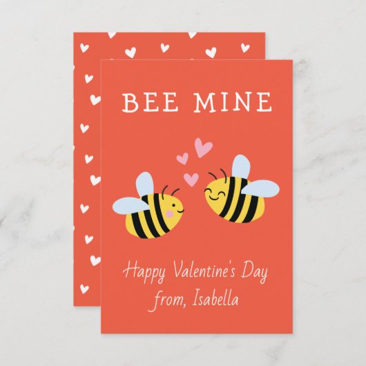 BEE MINE Classroom valentijn Red Note Card Bedankkaart (Voorkant / Achterkant)