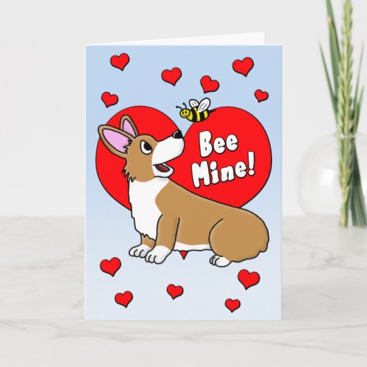 Bee Mine Corgi Carte Saint Valentin (Devant)