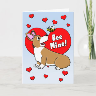 Bee Mine Corgi Valentijnsdag Kaart