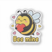 Bee Mine Cute Chubby Bumblebee Valentine Pun Sticker (Voorkant)