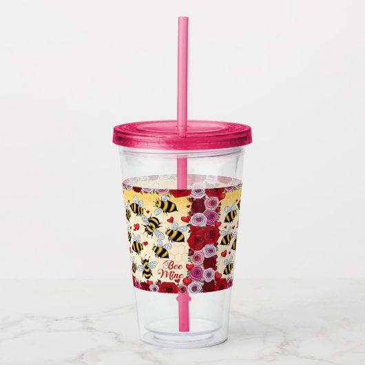 Bee Mine Floral Love Lijst Acryl Drinkbeker (Voorkant)
