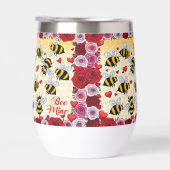 Bee Mine Floral Love Lijst Stemless Wine Tumbler (Rechts)