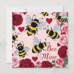 Bee Mine Love Buzz Design Flat Holiday Kaart