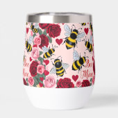Bee Mine Love Buzz Design Stemless Wine Tumbler (Arrière)