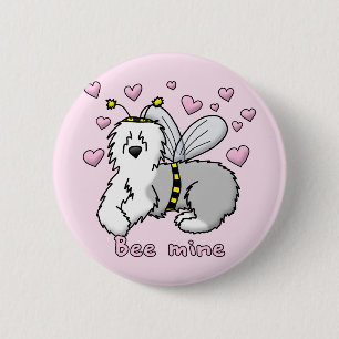 Bee Mine Old English Sheepdog Ronde Button 5,7 Cm