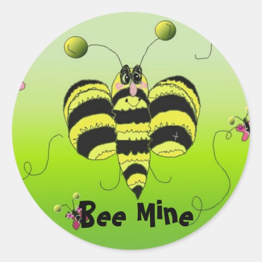 Bee Mine Ronde Sticker (Voorkant)
