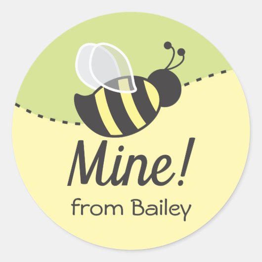 Bee Mine Valentijnsdag Favor Label Ronde Sticker (Voorkant)
