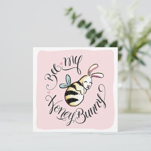 Bee My Honey Bunny Valentijn kaart (Staand voorkant)