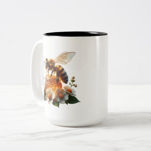 Bee My Honey | Lief romantisch cadeau Tweekleurige Koffiemok (Voorkant links)