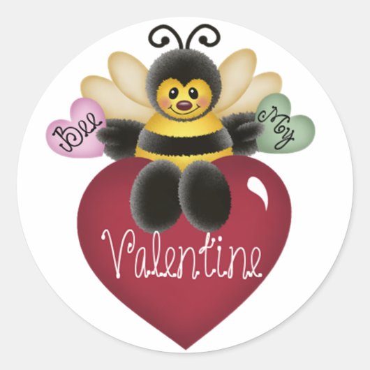Bee My Valentine Honey Bee Stickers (Devant)