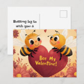 Bee My Valentine Kid Carte Conviviale (Devant / Derrière)