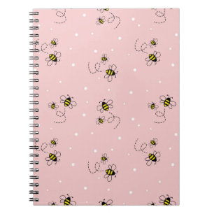 Bee naadloos patroon op pastelachtergrond. Vintage Notitieboek
