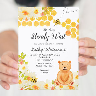 Bee Nous pouvons attendre baby shower Invitation
