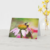 Bee On Cone flower Carte d'écriture 2 Cor. 9:8 (Fleur jaune)