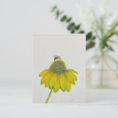 Bee on Coneflower, carte de voeux - illustration o (Debout devant)