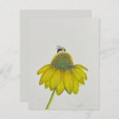 Bee on Coneflower wenskaart - origineel artwork Kaart (Voorkant / Achterkant)