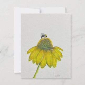 Bee on Coneflower wenskaart - origineel artwork Kaart