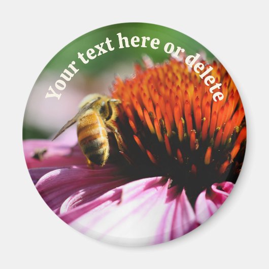 Bee On Echinacea Flower Personalized Magneet (Voorkant)