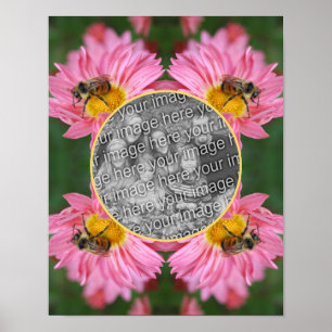 Bee on Pink Daisy Flower Lijst Uw foto toevoegen Poster