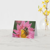 Bee On Pink Daisy Flower Photography Note Kaart (Gele Bloem)