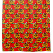 Bee on Sunflower Flower Pattern Design Red  Douchegordijn (Voorkant)