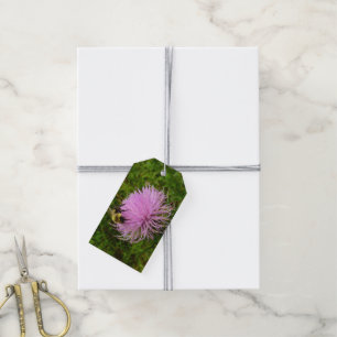 Bee on Thistle Flower Natuur Cadeaulabel