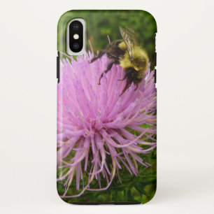 Bee on Thistle Flower Natuur iPhone XS Hoesje