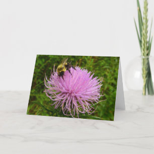 Bee on Thistle Flower Natuur Kaart