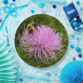 Bee on Thistle Flower Natuur Papieren Bordje (Feest)