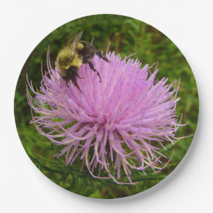 Bee on Thistle Flower Natuur Papieren Bordje