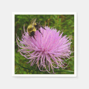 Bee on Thistle Flower Natuur Servet