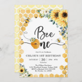 Bee One Honey Bee 1st Birthday Invitation (Devant / Derrière)