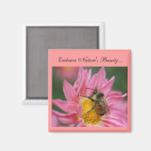 Bee op de Inspirerend Natuur Daisy Magneet (Voorkant / Achterkant)