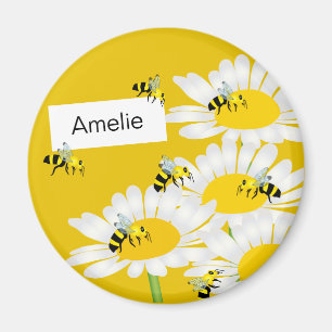 Bee op de langwerpige Magnet - Gele achtergrond Magneet