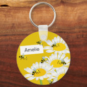 Bee op de Sleutelhanger van de Bloem - Gele achter (Voorkant)