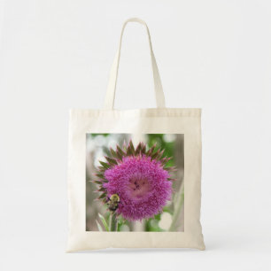 Bee op een Thistle Bloom Tote Bag