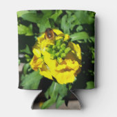 Bee op gele bloemen blikjeskoeler (Achterkant)