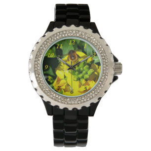 Bee op gele bloemen horloge