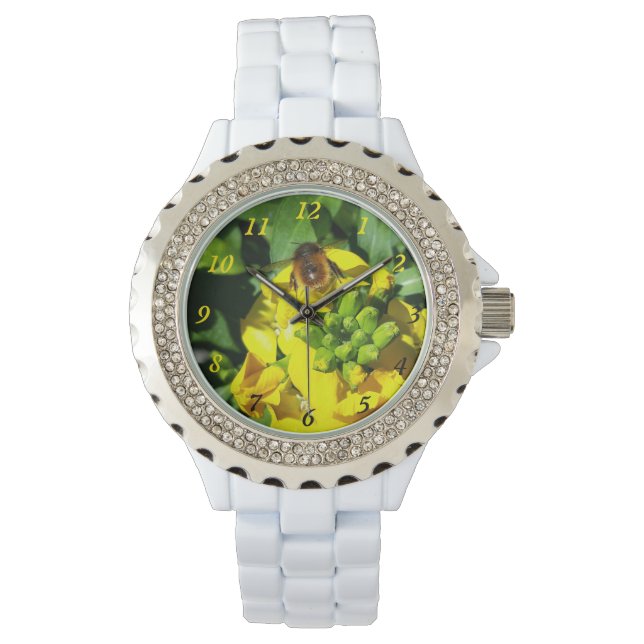Bee op gele bloemen horloge (Voorkant)