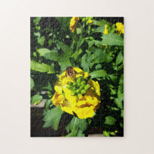 Bee op gele bloemen legpuzzel