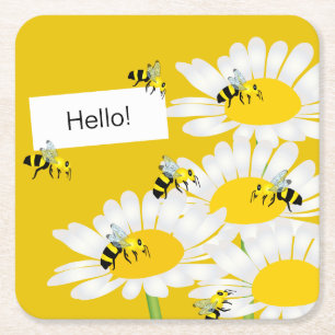 Bee op het Onderzetter van de Bloem - Gele achterg