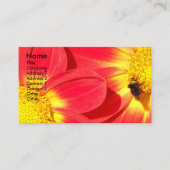 Bee op Red Dahlias Floral Visitekaartje (Voorkant)
