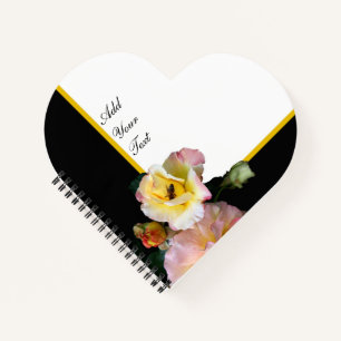 Bee op roze gele rozenbloemen notitieboek