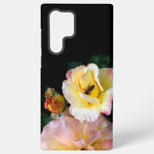 Bee op roze gele rozenbloemen samsung galaxy hoesje