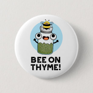 Bee op Thyme Funny Herb Insect Pun Ronde Button 5,7 Cm